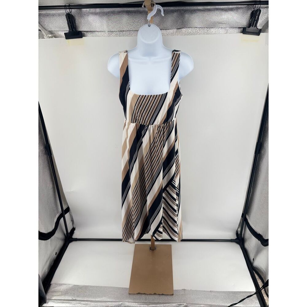 Soma Dress Womens S Midi Square Neck Pockets Sharkbite Hem Diagonal Stripe